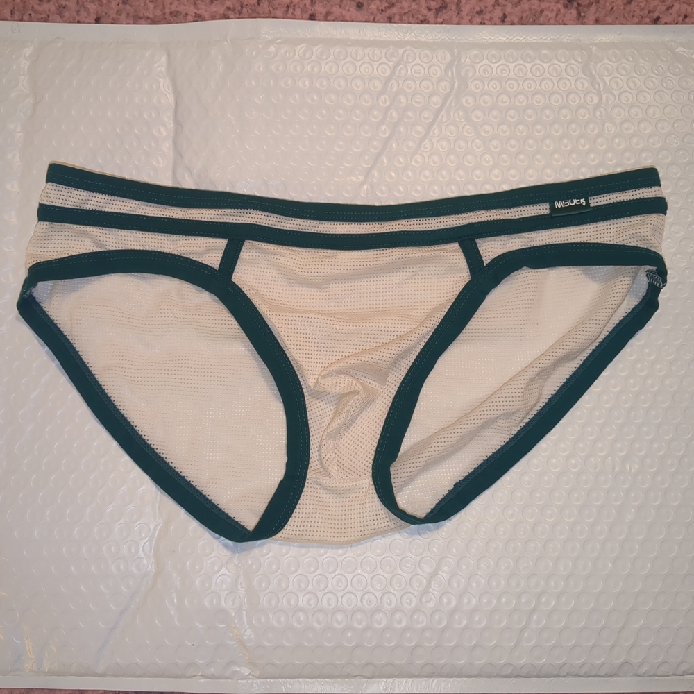 Miboer White Nylon Mesh Briefs Size XL
